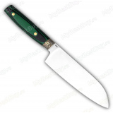 Нож "Поварской". Цельнометаллический. G10 чёрно-зелёная. Мокумэ (сантоку)