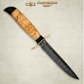 Нож Финка-2 Вача. Рукоять карельская береза. Дамаск