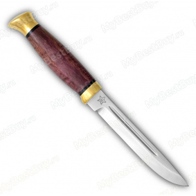 Нож Финка-3. Рукоять карельская береза стабилизированная красная. Латунь