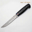 Нож Финка-5. Рукоять композит волны чёрный с алюминиевой сеткой. Титановый дамаск ZlaTi, фибра. Белый дамаск ZDI-1016 узор дикий 