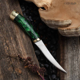 Нож "Fish-ка". Рукоять композит с растительными волокнами зеленый. Латунь. Без гравировки (с тыльником)