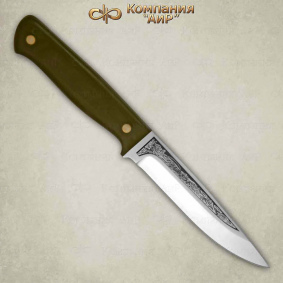 Нож Пескарь. Цельнометаллический. Микарта (оливковая)