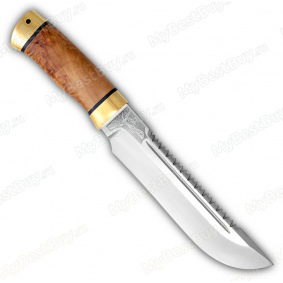 Нож Робинзон-1. Рукоять карельская береза стабилизированная. Латунь