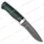 Нож Шаман-2. Рукоять карельская береза стабилизированная зелёная. Алюминий. Без тыльника. Стоунвош (с худож. гравировкой) 