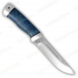 Нож "Бекас". Рукоять карельская береза стабилизированная синяя. Алюминий (с тыльником)