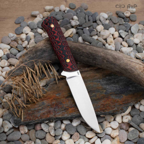 Нож Стриж. Цельнометаллический. G10 красно-чёрная, каменный век