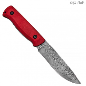 Нож Стриж-Т. Цельнометаллический. Микарта красная. Белый дамаск