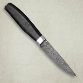 Нож Овощной малый. Рукоять текстолит. Белый дамаск