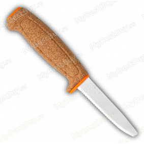 Нож Morakniv Floating Serrated Knife. Нержавеющая сталь. Рукоять пробка. Оранжевый