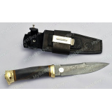 Нож "Спас-2". Рукоять стабилизированный березовый кап. Латунь. Дамаск