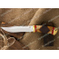 Нож Акела. Рукоять комбинированная люкс: карельская береза, орех. Больстер и тыльник латунь