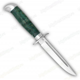 Нож "Финка Вачинская". Рукоять карельская береза стабилизированная (зеленая). Алюминий