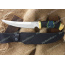 Нож Гюрза. Рукоять комбинированная люкс: карельская береза стабилизированная, граб, фибра. Латунь