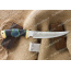 Нож Гюрза. Рукоять комбинированная люкс: карельская береза стабилизированная, граб, фибра. Латунь