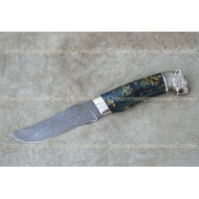 Нож Н27. Рукоять карельская береза стабилизированная. Дамаск 40Х13-Х12МФ1. Литьё
